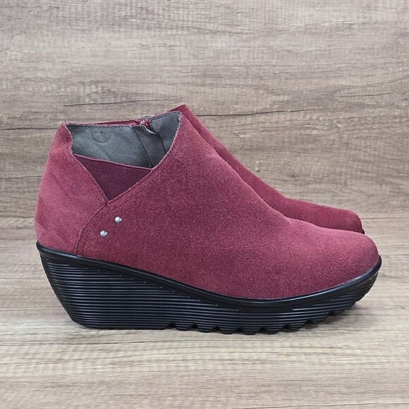 Skechers Parallel Ditto Boots Women's Sz 11 Burgundy Suede Wedge Booties (44746) - Picture 1 of 9